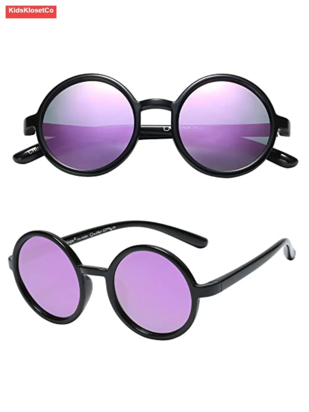 Kids Polarized Retro Round Sunglasses with Elastic Band BPA Free